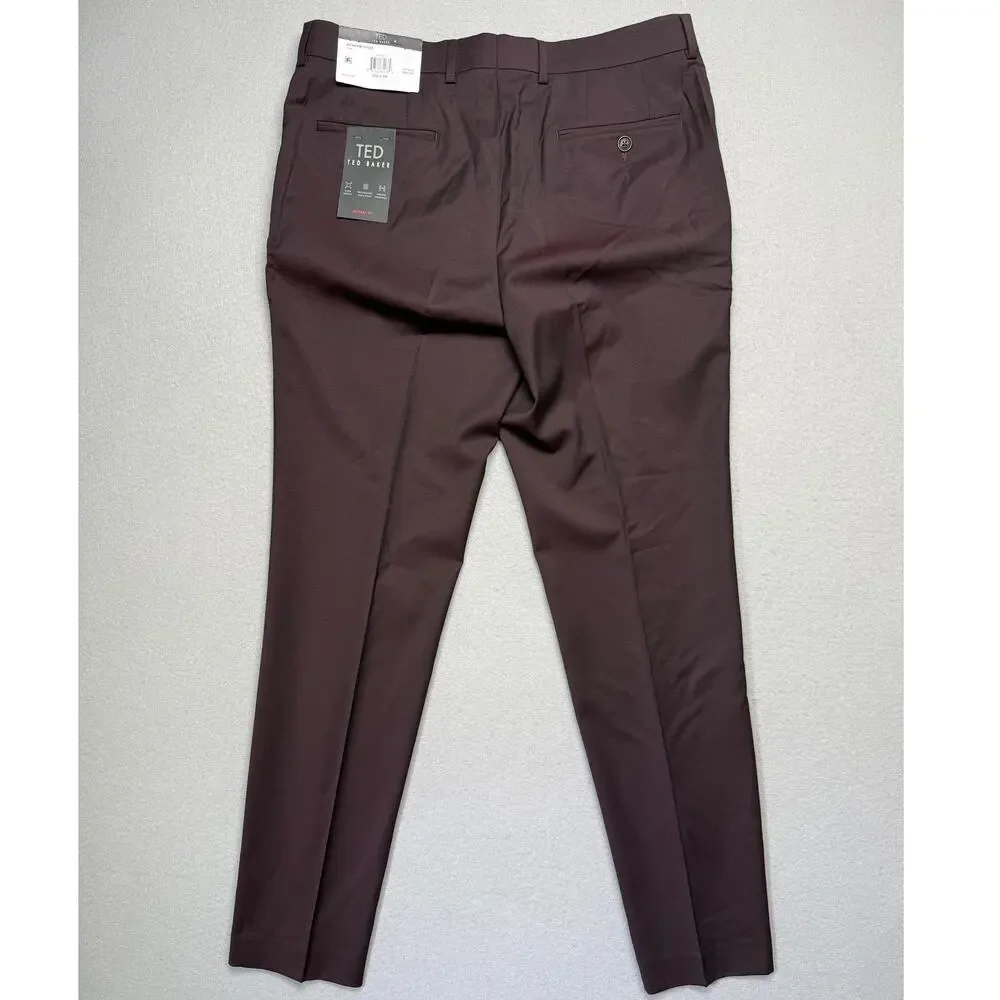 Ted Baker Men's Modern-Fit Stretch Wool-Blend suit pants Red 33x32 $200